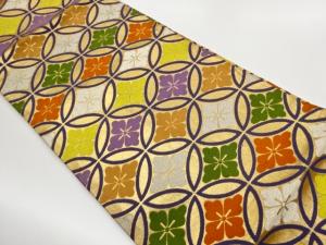 七宝に花菱模様織出し踊り帯